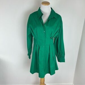 NWT Petal + Pup Green Button Down Dress Size M 100% Cotton